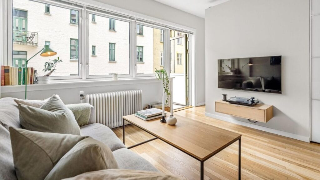 uncluttered living room with natural light