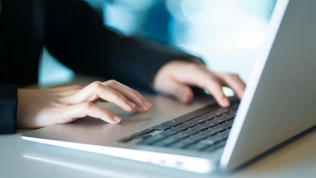 Person using a laptop