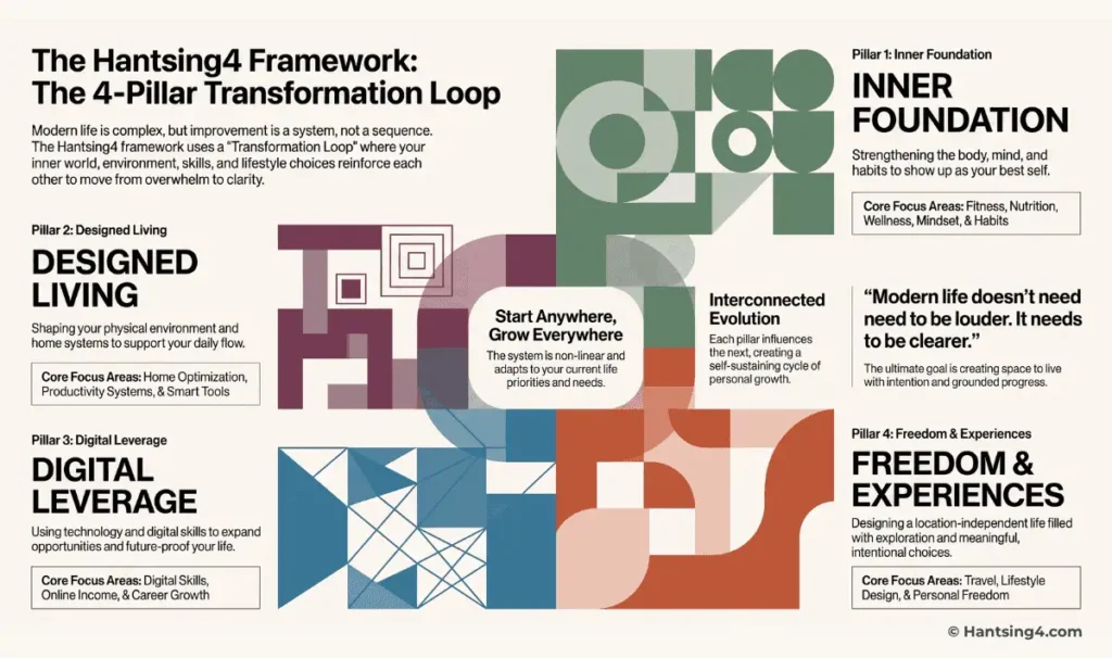 Hantsing4 Framework showing the 4-Pillar transformation loop.