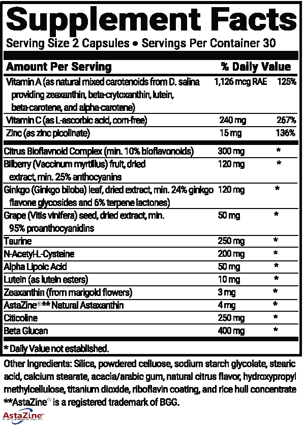 Advanced Vision Formula Advanced Bionutritionals Supplement Facts