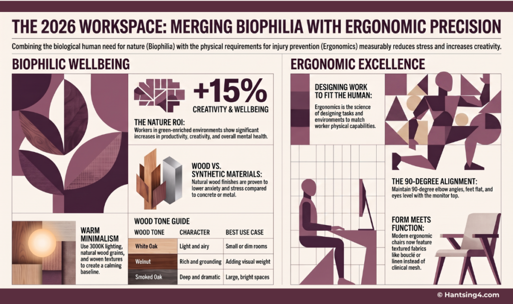 Modern biophilic and ergonomic design for  workspace to drive productivity gains
