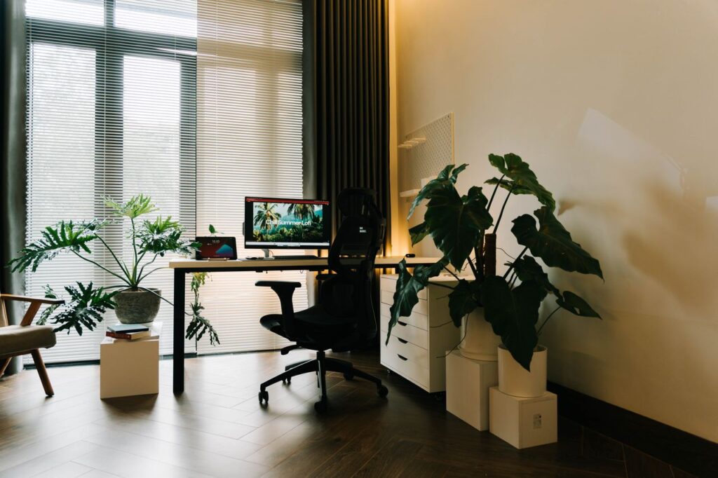 Warm minimalist workspace